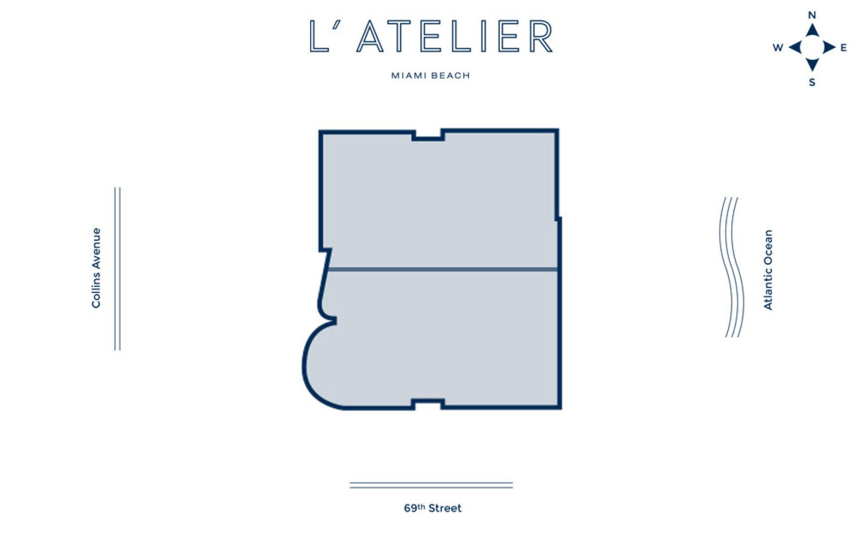 Siteplan for  L'Atelier, Luxury Oceanfront Condominiums Located at 6901 Collins Avenue, Miami Beach, Florida 33141
