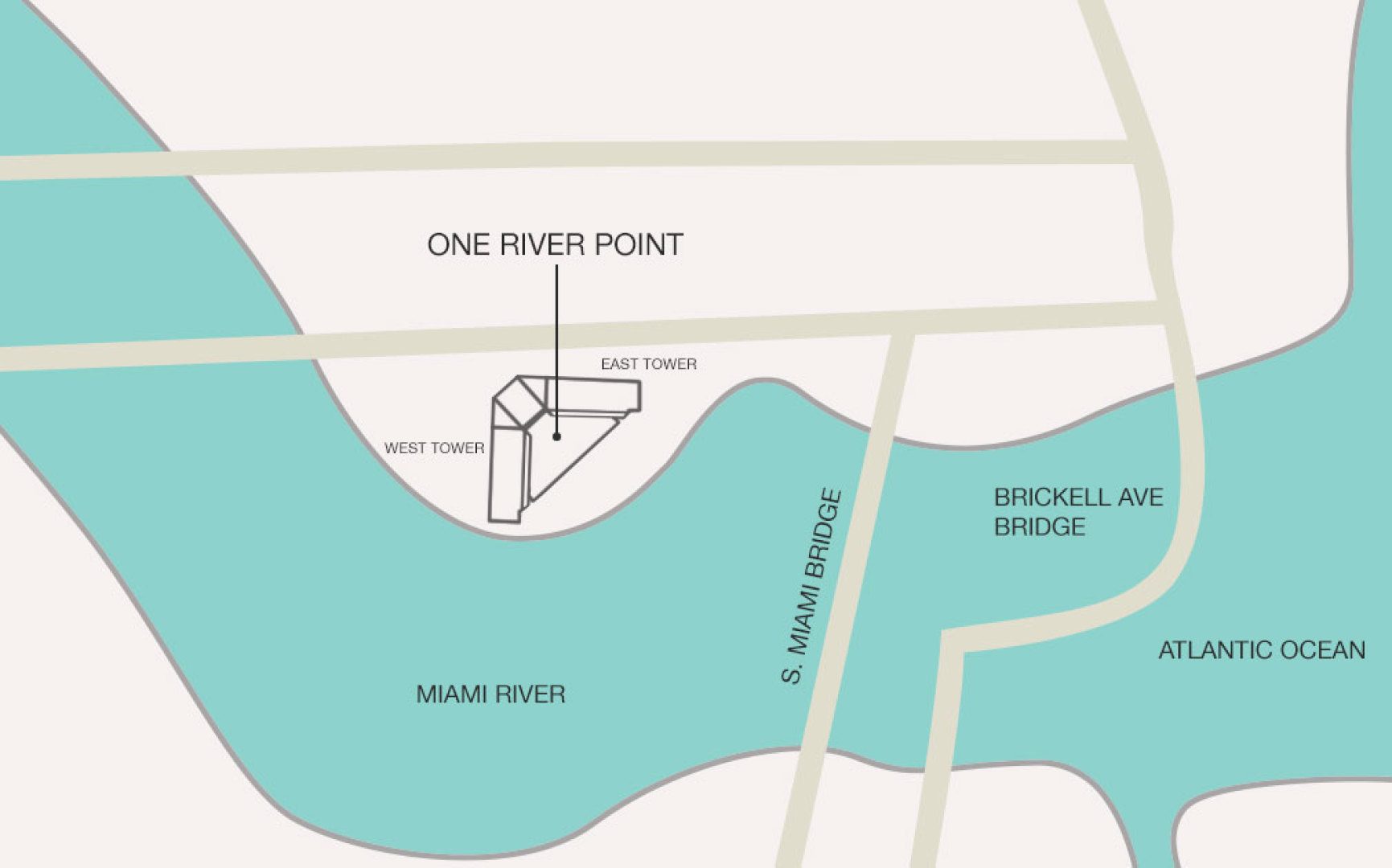 Siteplan for One River Point, Luxury Waterfront Condos in Miami, Florida 33130