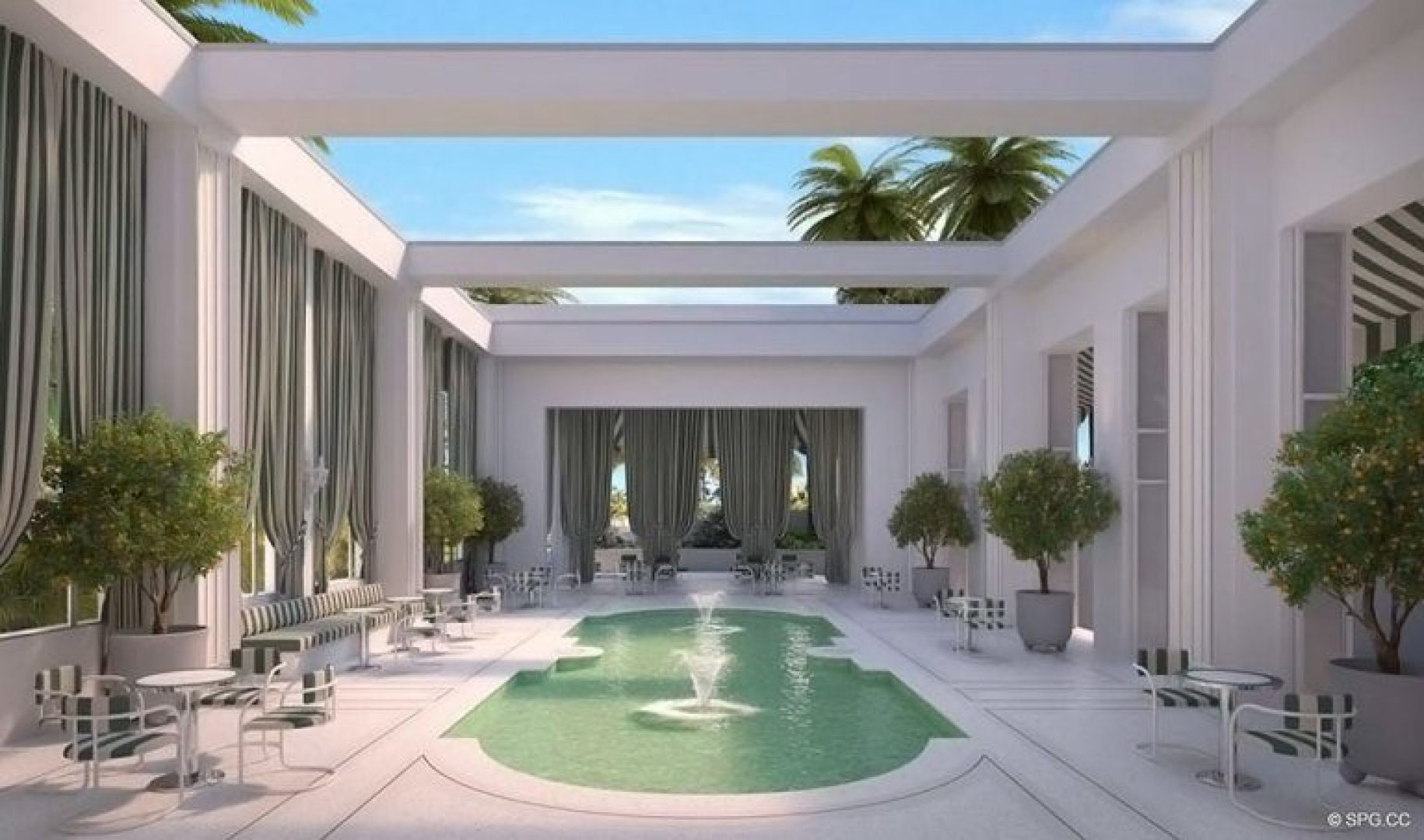 Pool Area for Faena Versailles Classic, Luxury Oceanfront Condos in Miami Beach, Florida 33140
