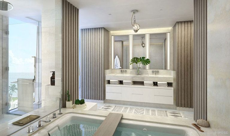 Relaxing Master Bath in 3550 South Ocean, Luxury Oceanfront Condos in Palm Beach, Florida 33480