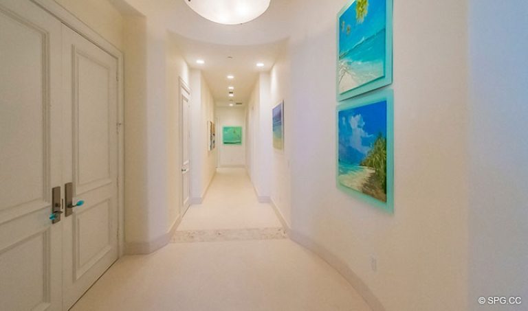 Entrance into Foyer inside Penthouse 7 at Bellaria, Luxury Oceanfront Condominiums in Palm Beach, Florida 33480.