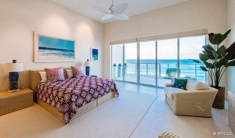 Master Bedroom inside Penthouse 7 at Bellaria, Luxury Oceanfront Condominiums in Palm Beach, Florida 33480.