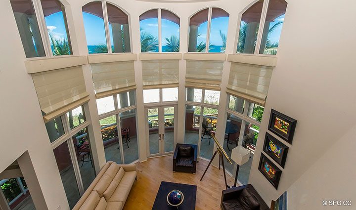 Looking Down into the Living Room in Oceanfront Villa 5 at The Palms, Luxury Oceanfront Condominiums Fort Lauderdale, Florida 33305