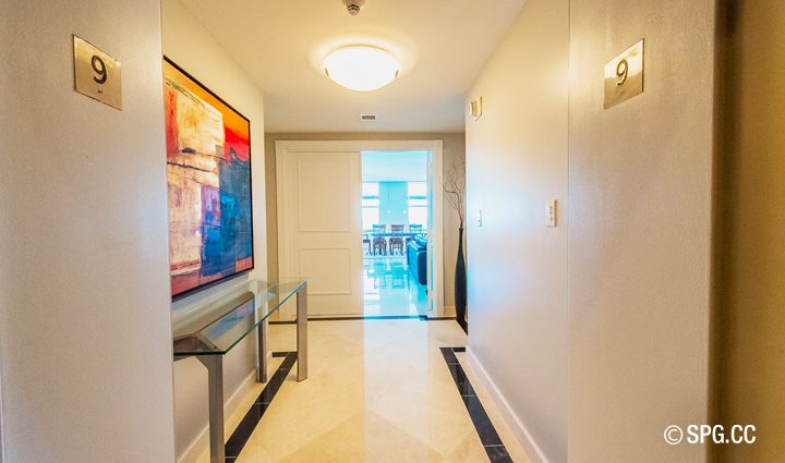 Front Entrance inside Residence 9B Tower 2 For Sale at The Palms, Luxury Oceanfront Condominiums Fort Lauderdale, Florida 33305