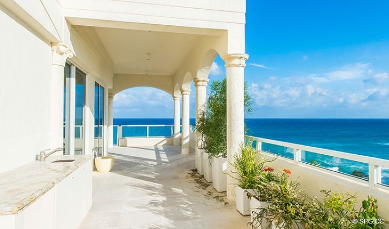 South Side of the Grand Veranda at Penthouse 7 at Bellaria, Luxury Oceanfront Condominiums in Palm Beach, Florida 33480.