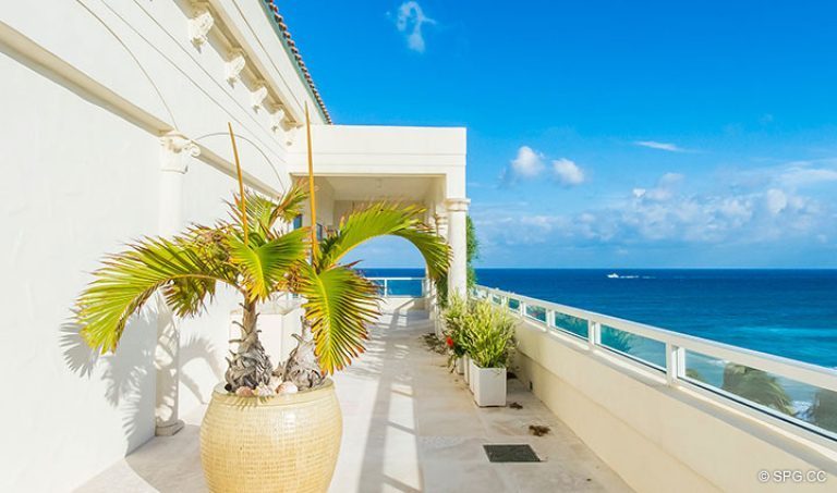 Expansive Grand Veranda at Penthouse 7 at Bellaria, Luxury Oceanfront Condominiums in Palm Beach, Florida 33480.