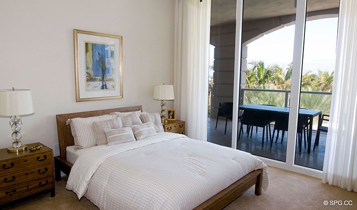 Guest Room with Terrace Access in Residence 304 at Bellaria, Luxury Oceanfront Condominiums in Palm Beach, Florida 33480.