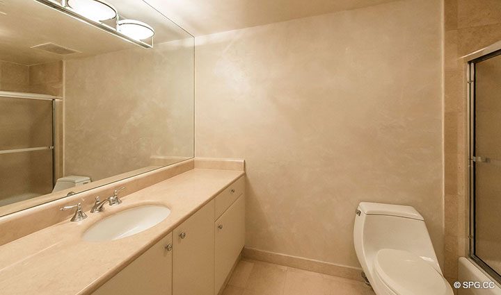 Guest Bathroom inside Residence 5E, Tower I at The Palms, Luxury Oceanfront Condominiums Fort Lauderdale, Florida 33305