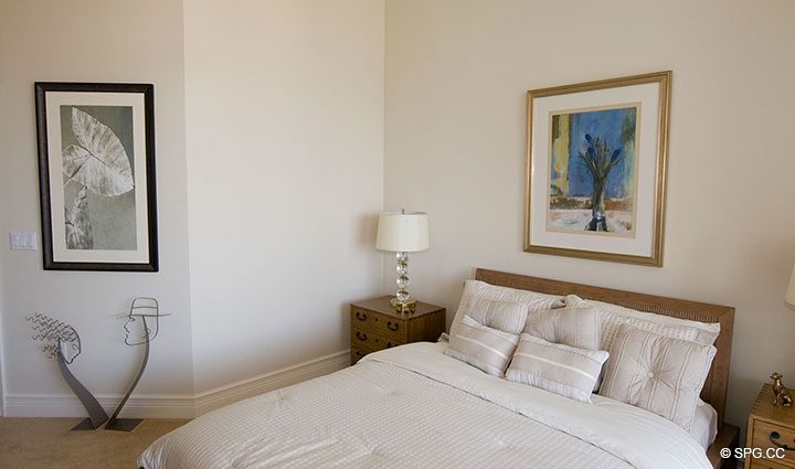 Guest Bedroom inside Residence 304 at Bellaria, Luxury Oceanfront Condominiums in Palm Beach, Florida 33480.
