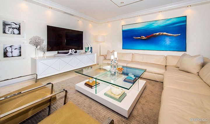 Living Room in Residence 5D, Tower I at The Palms, Luxury Oceanfront Condominiums Fort Lauderdale, Florida 33305