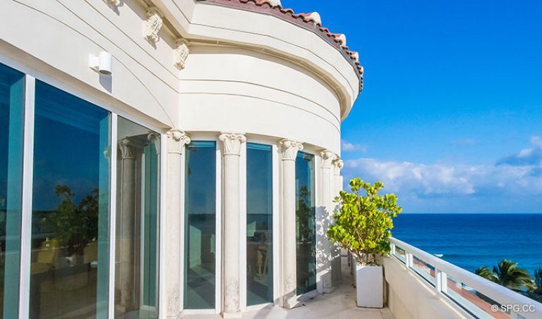 Southern Terrace Area at Penthouse 7 at Bellaria, Luxury Oceanfront Condominiums in Palm Beach, Florida 33480.