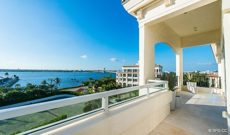 West Facing Terrace for Penthouse 7 at Bellaria, Luxury Oceanfront Condominiums in Palm Beach, Florida 33480.