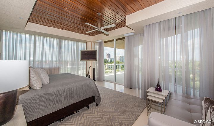 Master Bedroom inside Residence 501 For Sale at 1000 Ocean, Luxury Oceanfront Condos in Boca Raton, Florida 33432.