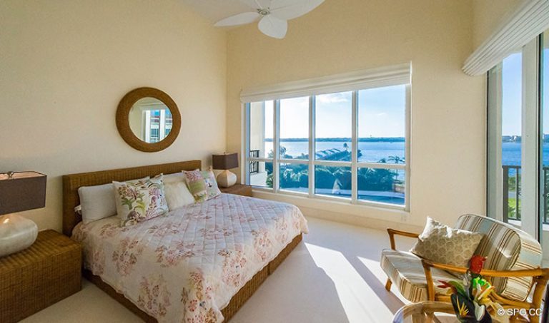 Guest Bedroom with Terrace Access inside Penthouse 7 at Bellaria, Luxury Oceanfront Condominiums in Palm Beach, Florida 33480.