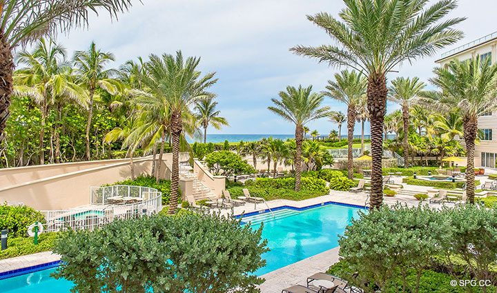 Terrace Views from Residence 204 at Bellaria, Luxury Oceanfront Condominiums in Palm Beach, Florida 33480.