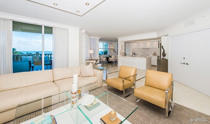 Main Living Area in Residence 5D, Tower I at The Palms, Luxury Oceanfront Condominiums Fort Lauderdale, Florida 33305