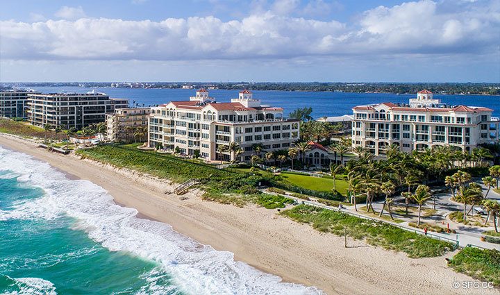 Aerial View of Residence 304 at Bellaria, Luxury Oceanfront Condominiums in Palm Beach, Florida 33480.