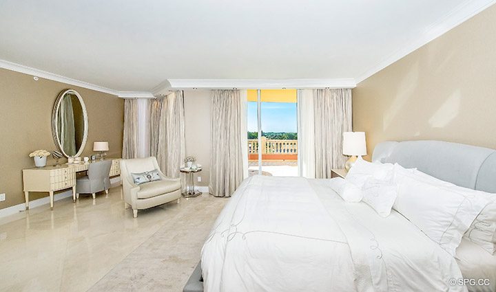 Master Bed with Terrace Access in Residence 5D, Tower I at The Palms, Luxury Oceanfront Condominiums Fort Lauderdale, Florida 33305