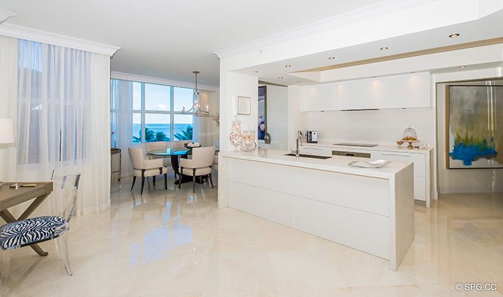 Kitchen and Dining Room in Residence 5D, Tower I at The Palms, Luxury Oceanfront Condominiums Fort Lauderdale, Florida 33305