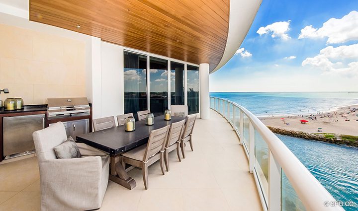 Huge Private Terrace for Residence 501 For Sale at 1000 Ocean, Luxury Oceanfront Condos in Boca Raton, Florida 33432.