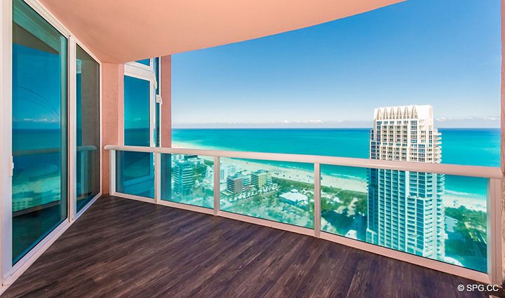 Expansive Eastern Terrace for Residence 3806 at Portofino Tower, Luxury Waterfront Condominiums in Miami Beach, Florida 33139