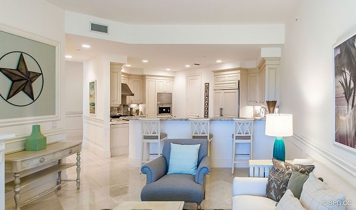 Family Room / Den in Residence 204 at Bellaria, Luxury Oceanfront Condominiums in Palm Beach, Florida 33480.