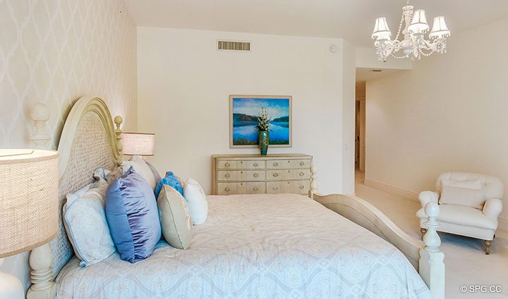 Spacious Master Bedroom in Residence 204 at Bellaria, Luxury Oceanfront Condominiums in Palm Beach, Florida 33480.