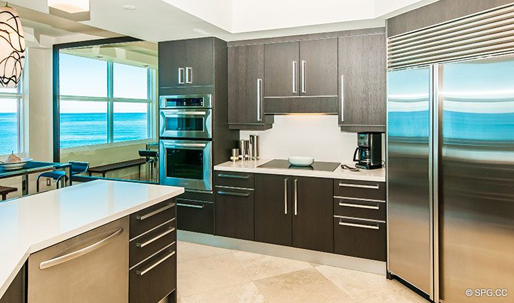 Gourmet Kitchen inside Residence 11B, Tower I at The Palms, Luxury Oceanfront Condominiums Fort Lauderdale, Florida 33305
