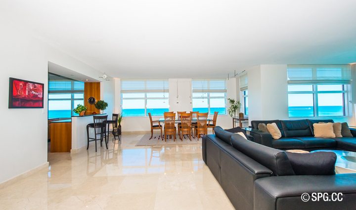 Living Room inside Residence 9B Tower 2 For Sale at The Palms, Luxury Oceanfront Condominiums Fort Lauderdale, Florida 33305