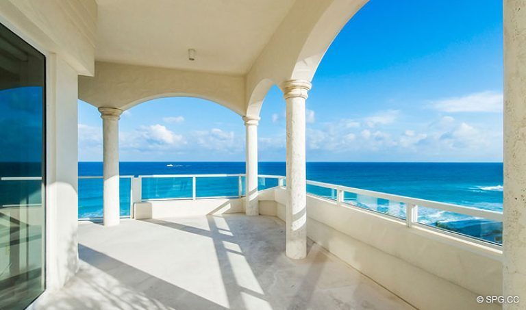 Grand Veranda with Amazing Views for Penthouse 7 at Bellaria, Luxury Oceanfront Condominiums in Palm Beach, Florida 33480.