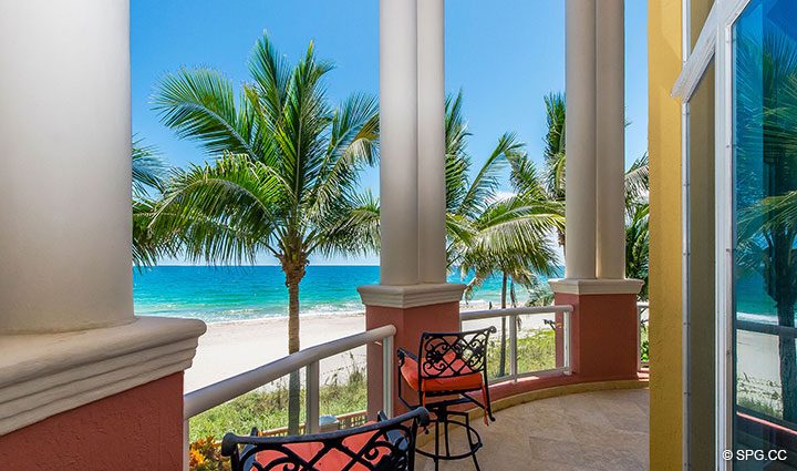 Living Room Terrace at Oceanfront Villa 5 at The Palms, Luxury Oceanfront Condominiums Fort Lauderdale, Florida 33305