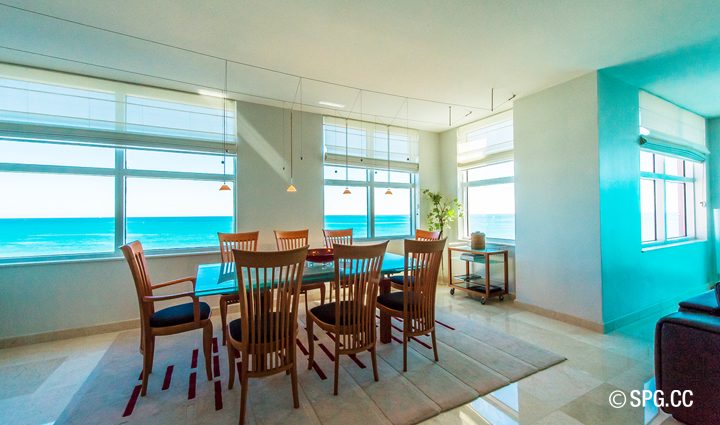 Dinning inside Residence 9B Tower 2 For Sale at The Palms, Luxury Oceanfront Condominiums Fort Lauderdale, Florida 33305