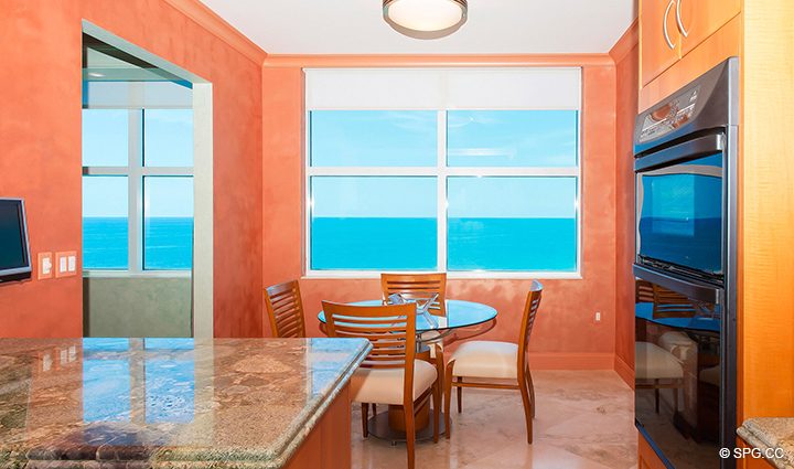 Breakfast Area at Residence 12B, Tower II, The Palms Condominiums, 2110 North Ocean Boulevard, Fort Lauderdale Beach, Florida 33305.