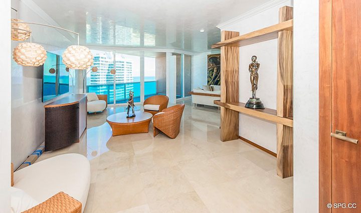 Large Expanded Living Room in Residence 3806 at Portofino Tower, Luxury Waterfront Condominiums in Miami Beach, Florida 33139