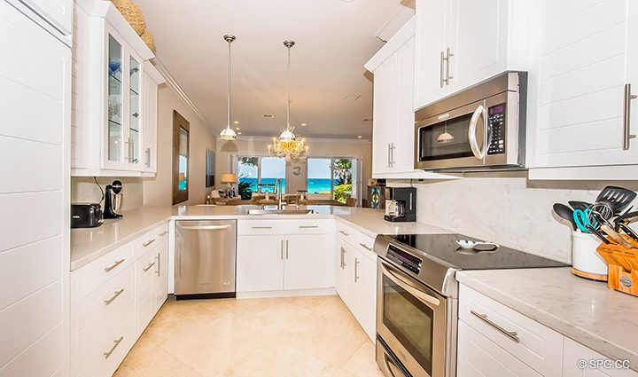 Gourmet Kitchen inside Residence 3A at 1153 Hillsboro Mile, a Luxury Oceanfront Townhome For Rent in Hillsboro Beach, Florida 33062