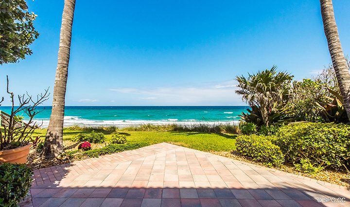 Beachfront Garden Patio for Residence 3A at 1153 Hillsboro Mile, a Luxury Oceanfront Townhome For Rent in Hillsboro Beach, Florida 33062