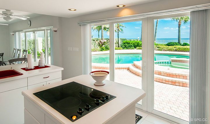 Downstairs Kitchen View in Luxury Estate Home, 2618 North Atlantic Boulevard, Fort Lauderdale, Florida 33308