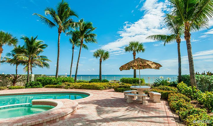 Beachfront Pool Area at Luxury Estate Home, 2618 North Atlantic Boulevard, Fort Lauderdale, Florida 33308