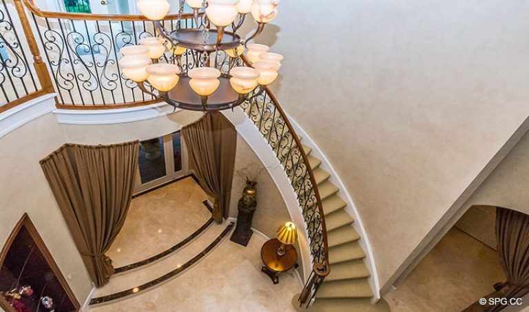 Stairway to Second Floor in Luxury Estate Home, 16260 Bridlewood Circle, Delray Beach, Florida 33445