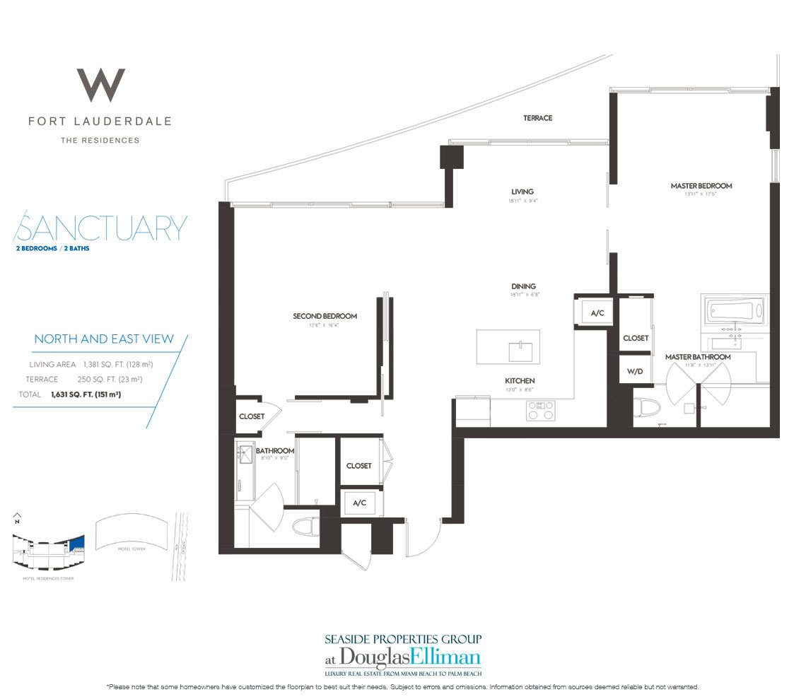 Sanctuary Floorplan at The W Fort Lauderdale, Luxury Oceanfront Condos in Fort Lauderdale, 33304