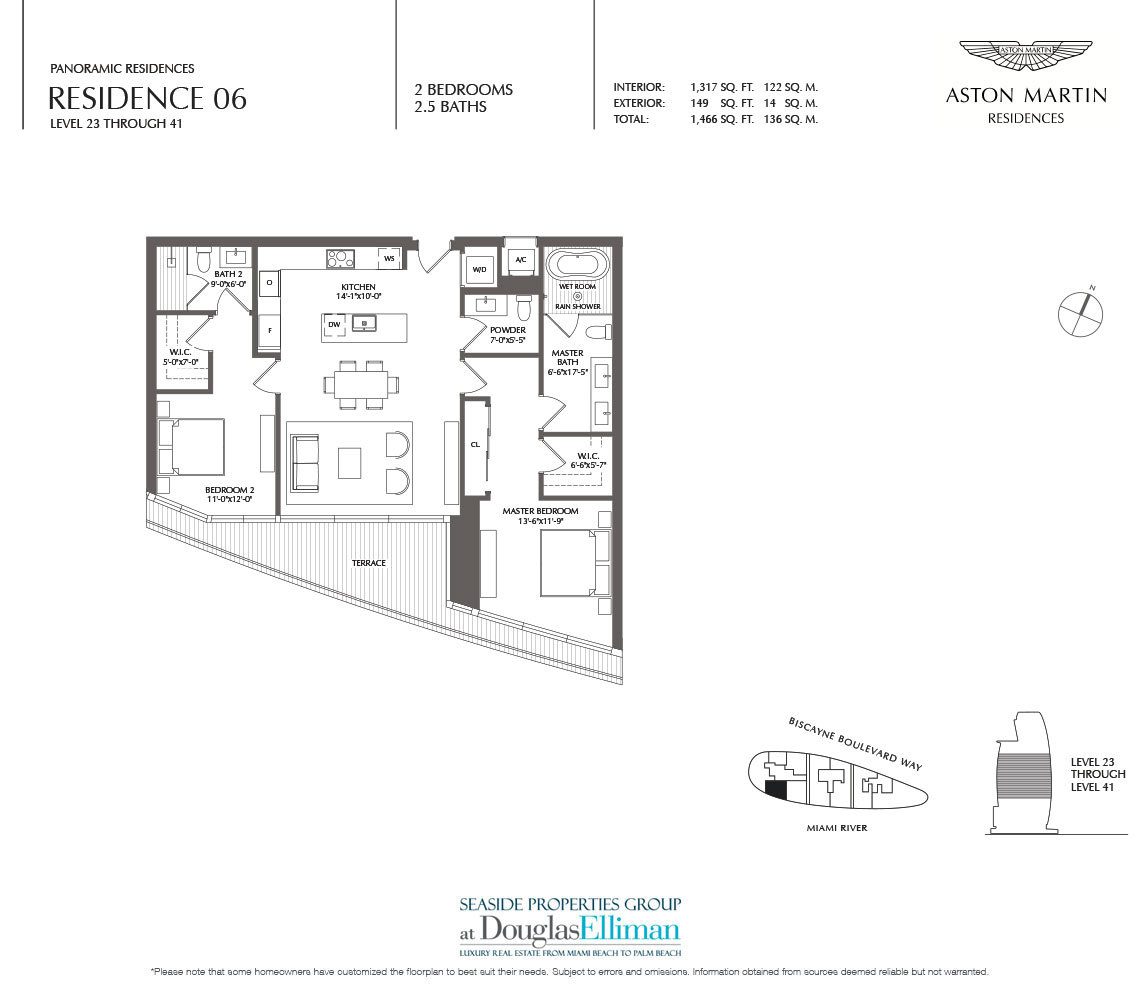 The Panoramic Residence 06 Floorplan at Aston Martin Residences, Luxury Waterfront Condos in Miami, Florida 33131