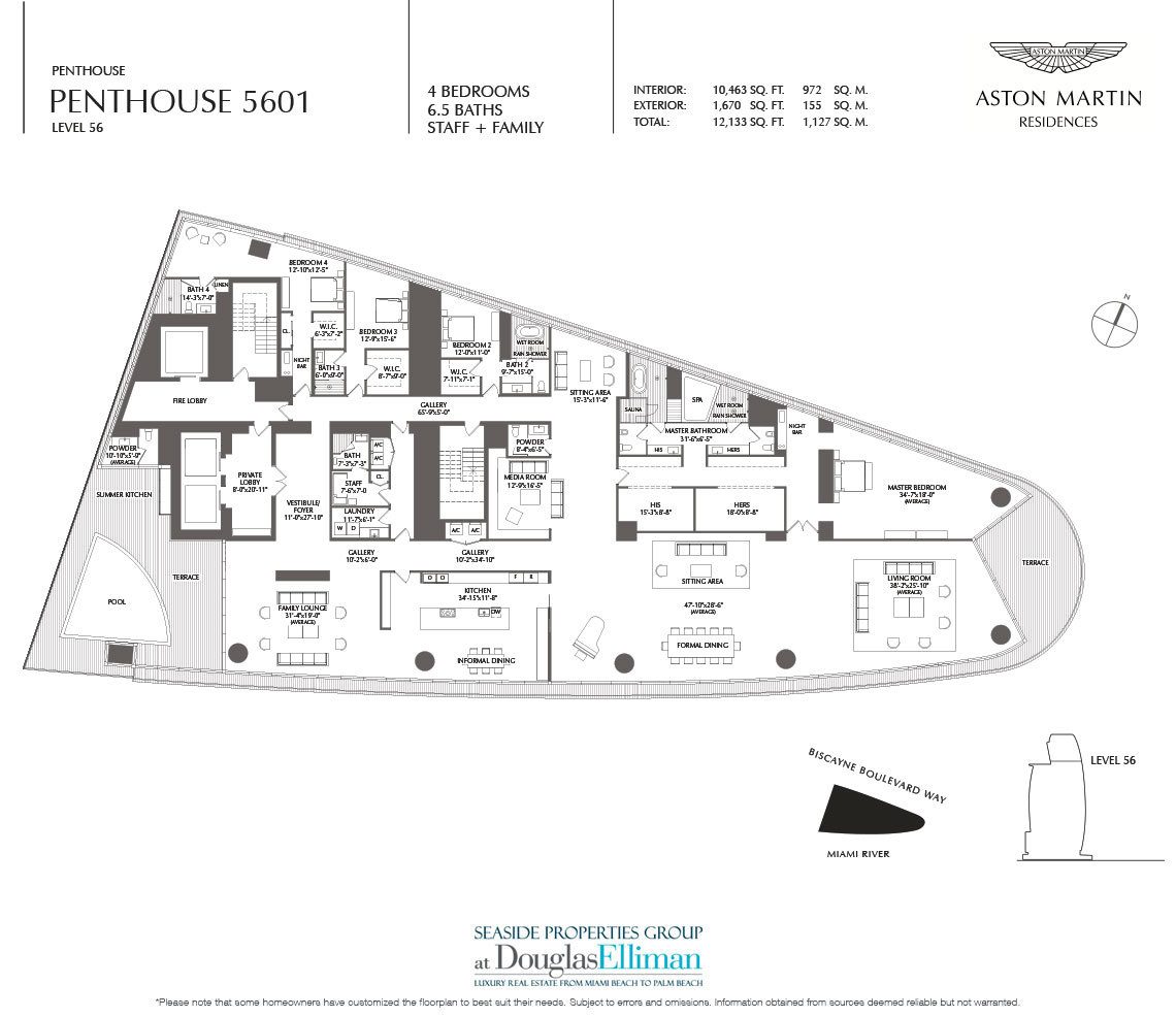 The Penthouse Residence 5601 Floorplan at Aston Martin Residences, Luxury Waterfront Condos in Miami, Florida 33131