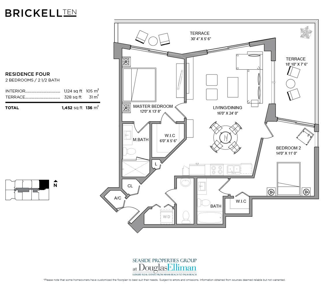 The Residence 04 Model Floorplan at Brickell Ten, Luxury Seaside Condos in Miami, Florida, Florida 33130