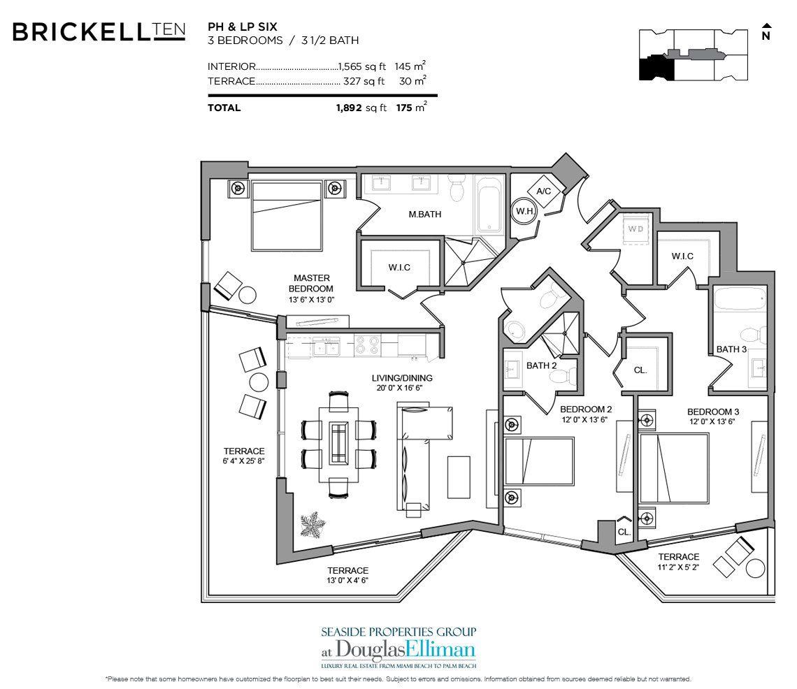 The Penthouse 06 Model Floorplan at Brickell Ten, Luxury Seaside Condos in Miami, Florida, Florida 33130