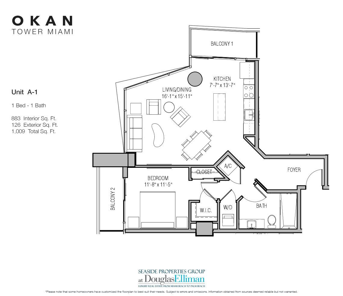 The Unit A-1 Floorplan Okan Tower, Luxury Condos in Miami, Florida 33136