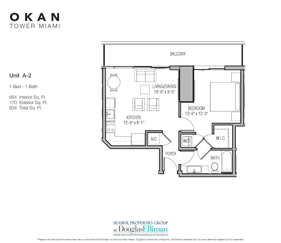 The Unit A-2 Floorplan Okan Tower, Luxury Condos in Miami, Florida 33136