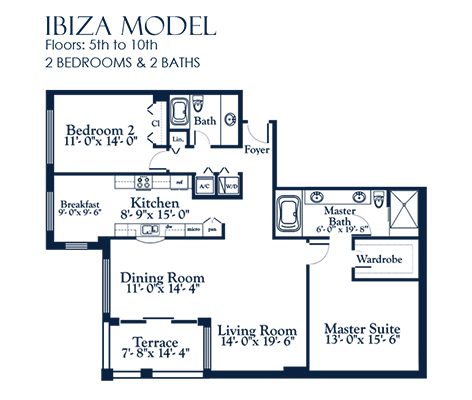 Ibiza Floorplan for The Palms, Tower I South, Luxury Oceanfront Condo in Fort Lauderdale, Florida 33305