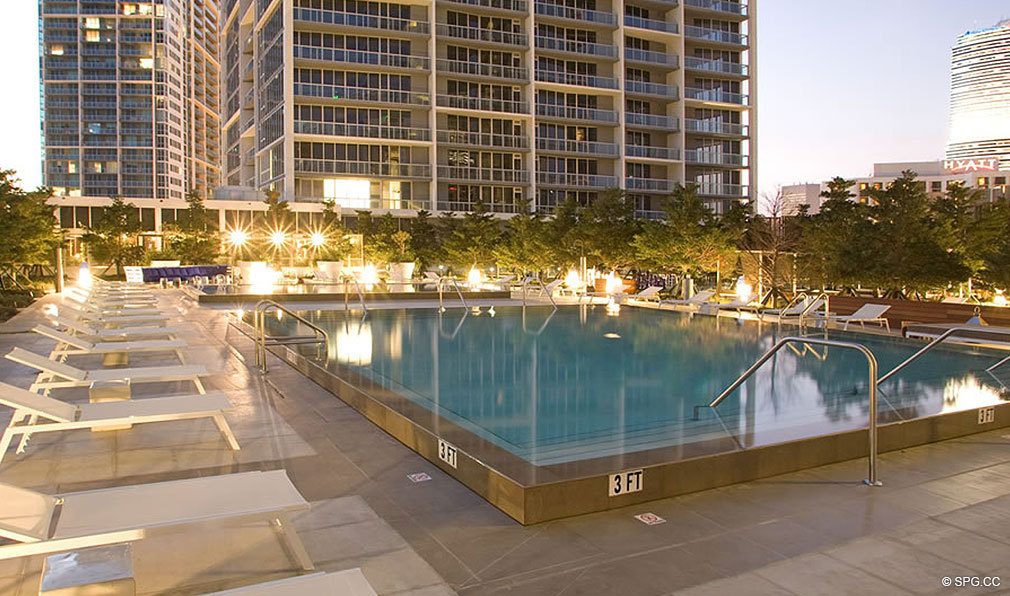 Pool Deck at ICON Brickell, Luxury Waterfront Condominiums Located at 475 Brickell Ave, Miami, FL 33131