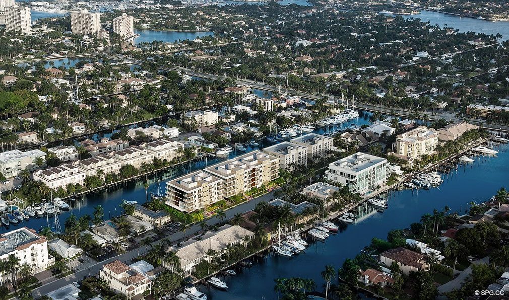 Aerial of AquaVita Las Olas, Luxury Waterfront Condos in Fort Lauderdale, Florida 33301