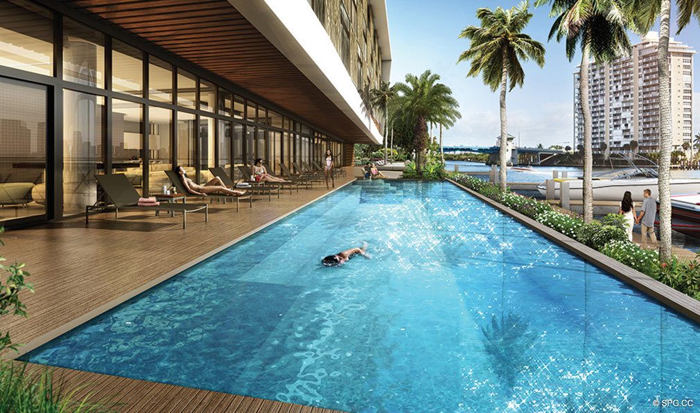 Pool Area at AquaBlu, Luxury Waterfront Condos in Fort Lauderdale, Florida 33304